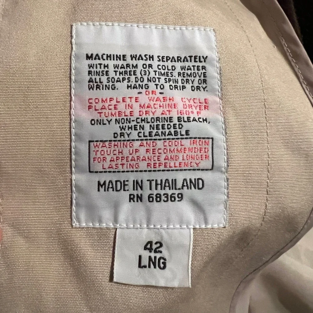 London‎ Fog Towne Mens Trench Coat Beige Long Removable Liner Size 42 LNG